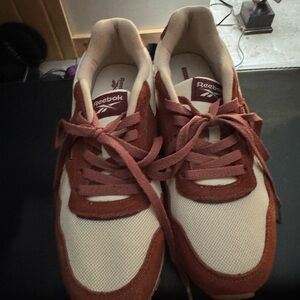 Reebok Burgundy and Beige Sneakers